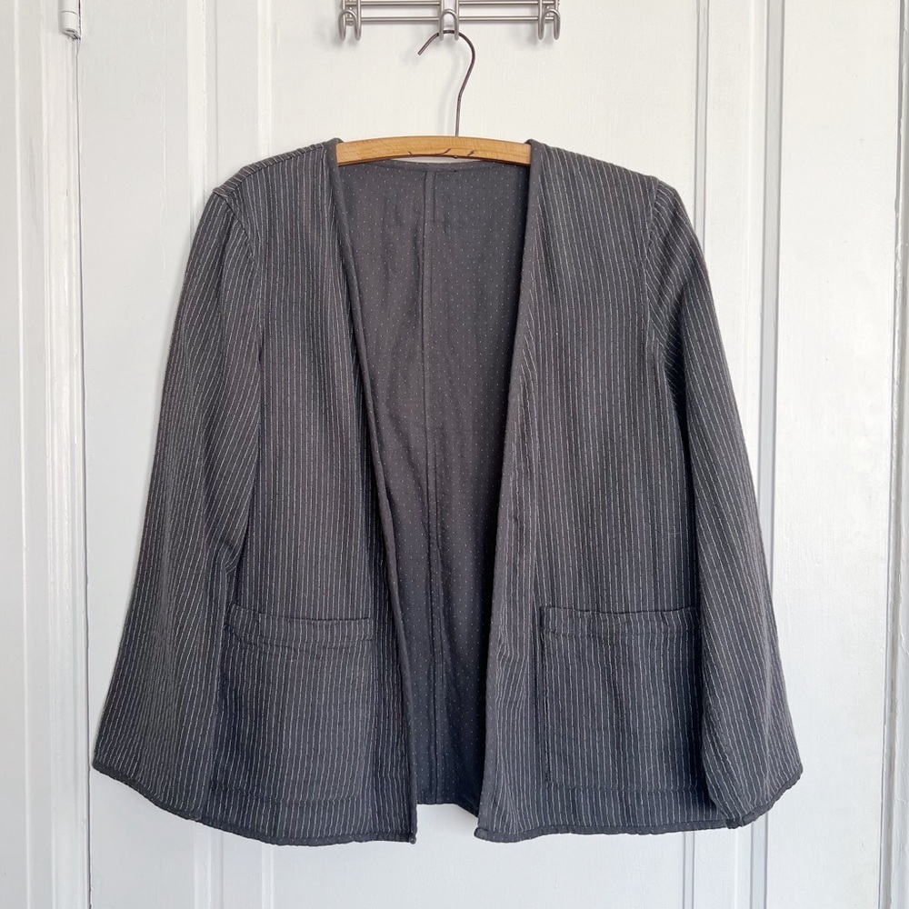 Eileen Fisher • Reversible Organic Cotton Kimono Jacket charcoal grey - Picture 5 of 13